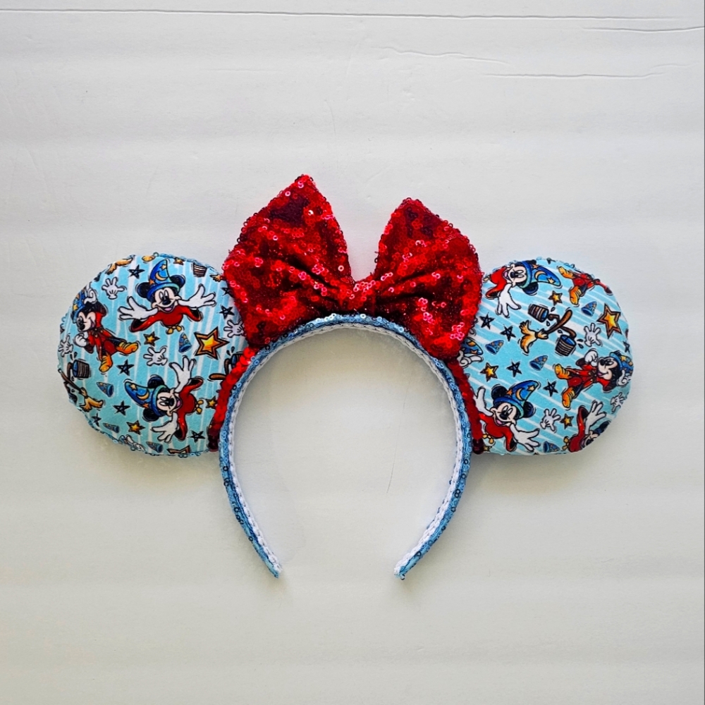 Red Sequin Bow Mouse Ears Headband